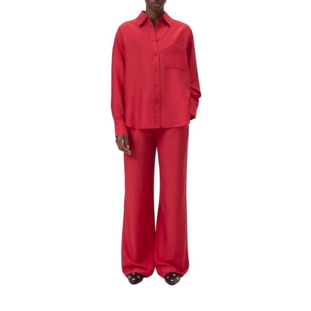 CLOSED Winona Pant Rose Red 100% Silk Wide Leg Trousers Mid Rise Relaxed M NWT - Picture 2 of 4